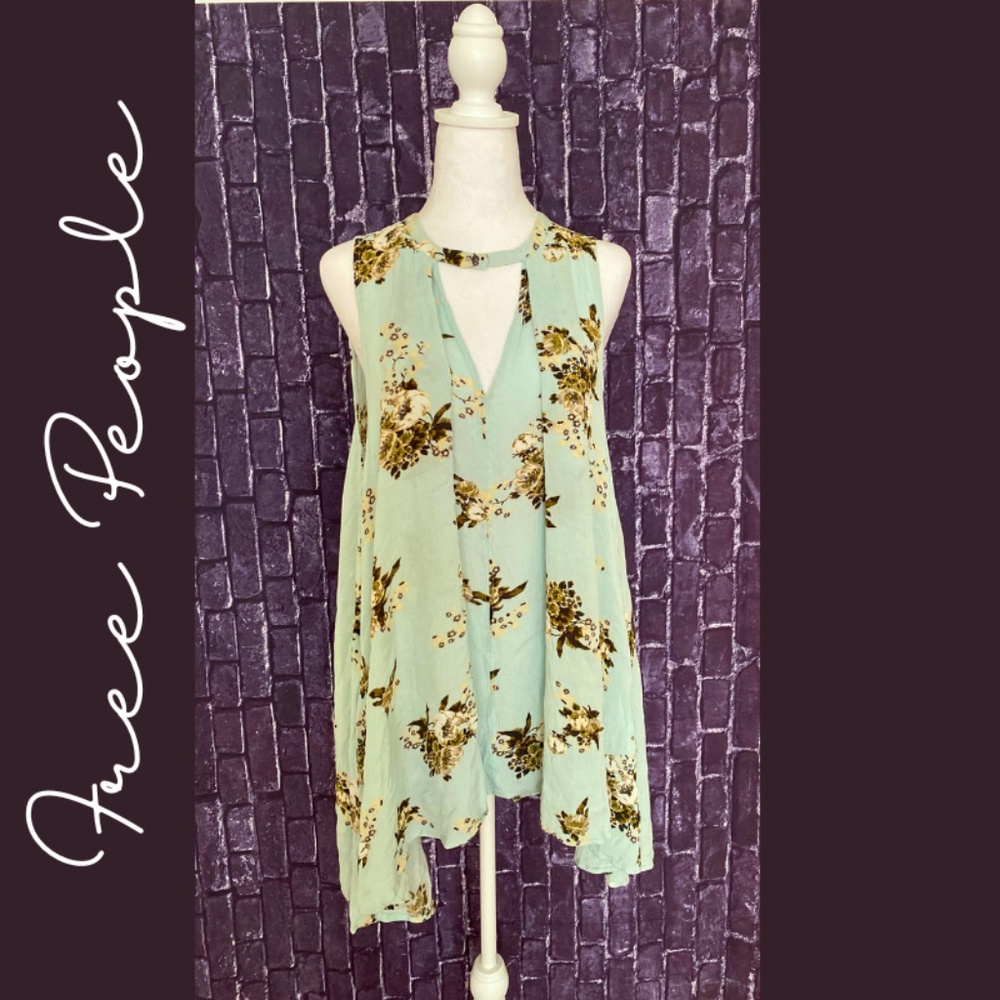 Free People Sleeveless Tunic Floral Size XS Lagenlook Layered look